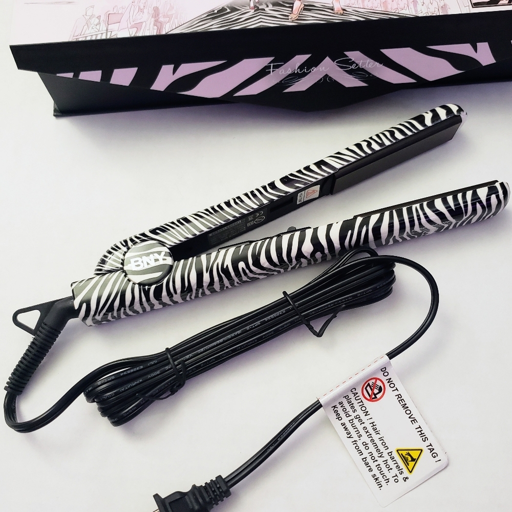 Brillance New York Zebra Print 1.25" Ceramic Hair Flat Iron- Diamond Infused